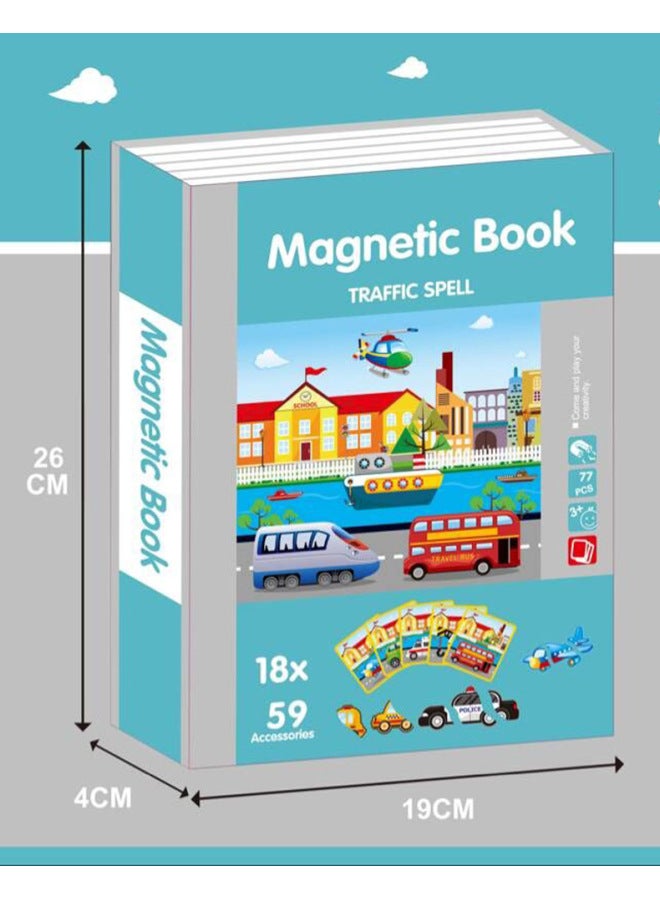 أحجية متنوعة ثلاثية الأبعاد لبنات البناء المغناطيسية، أحجية الصور المقطوعة الهندسية DIY للأطفال، ملصقات مغناطيسية للتعليم المبكر - اللون: أحجية مغناطيسية المرور - Image 1