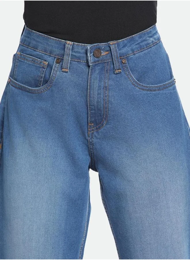 دينيس لينغو Mid Wash Blue Straight Leg Jeans