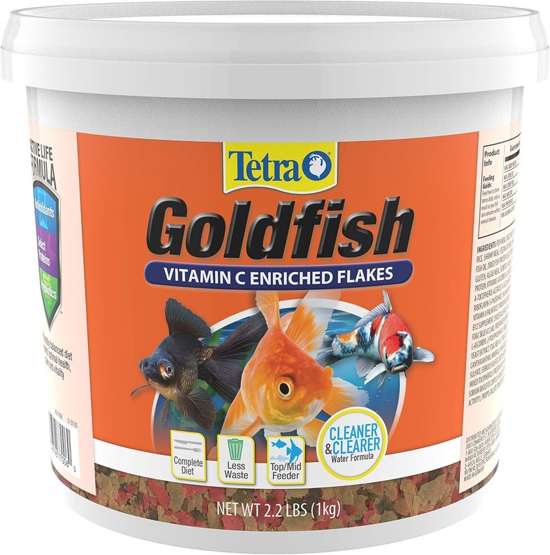 Tetra Goldfish Flakes, Nutritionally Balanced Diet For Aquarium Fish, Vitamin C Enriched Flakes, 2.2 lbs - Image 1