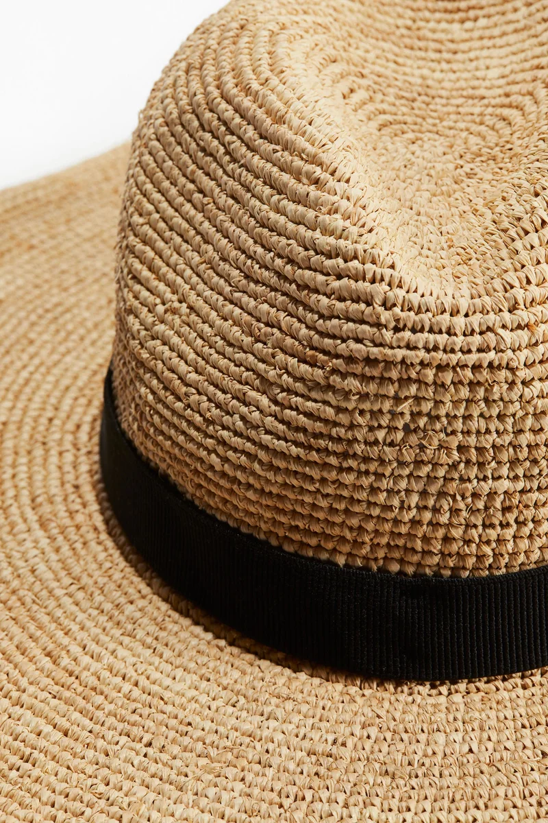 H&M Foldable straw fedora hat