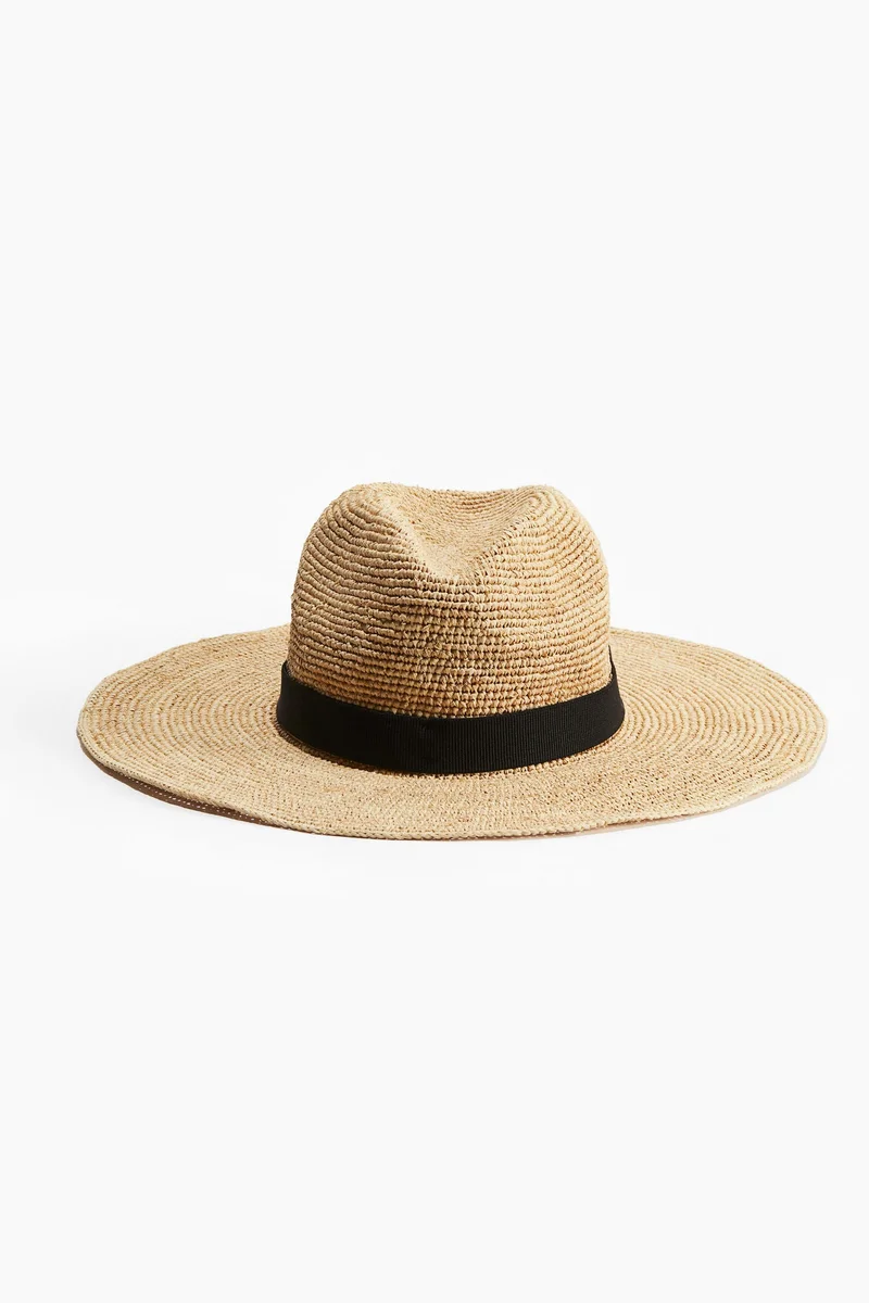 H&M Foldable straw fedora hat
