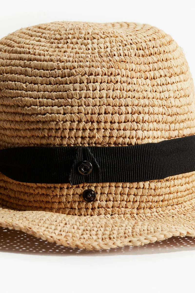 H&M Foldable straw fedora hat