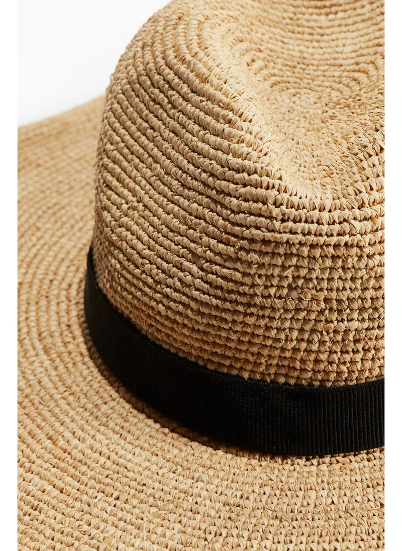 H&M Foldable straw fedora hat