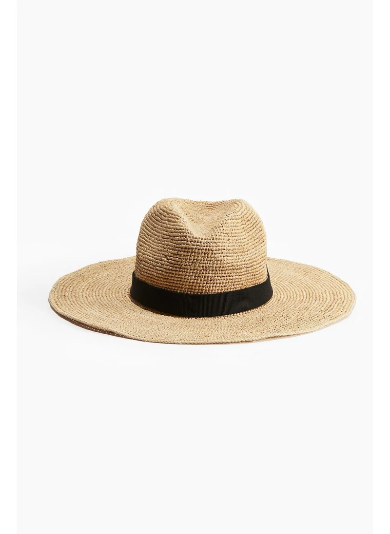H&M Foldable straw fedora hat