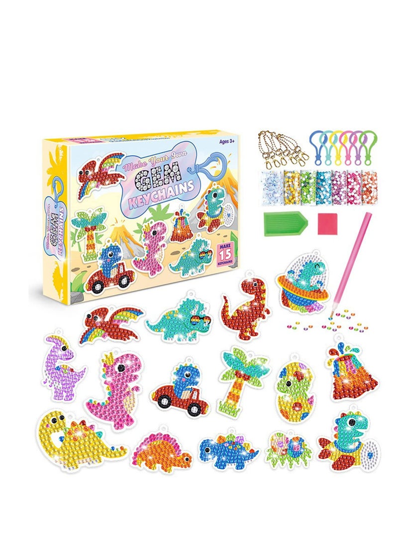 SYOSI 5D Diamond Painting Kits with Keychains, Arts and Crafts for Kids, Girls and Boys Ages 6-12, Gem Painting Kits, Make Your Own Gem Keychains Double Side by Number, Suitable Ages 3-5 4-6 6-8 10-12 - B - Image 1