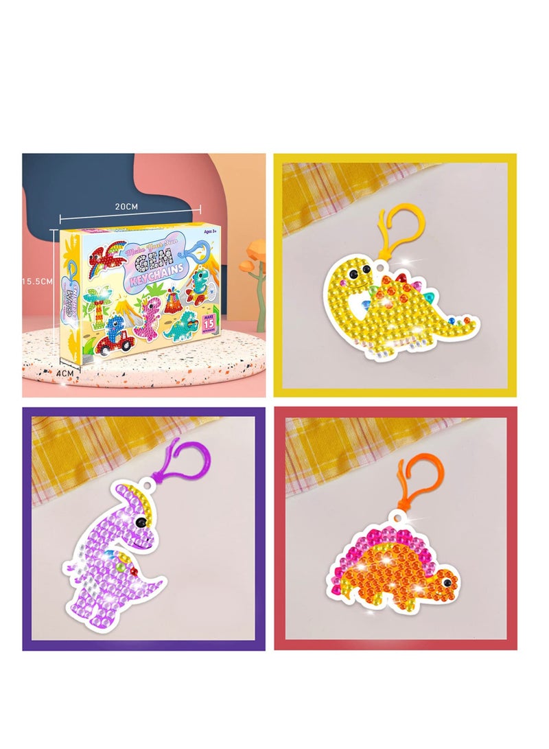 SYOSI 5D Diamond Painting Kits with Keychains, Arts and Crafts for Kids, Girls and Boys Ages 6-12, Gem Painting Kits, Make Your Own Gem Keychains Double Side by Number, Suitable Ages 3-5 4-6 6-8 10-12 - B - Image 4