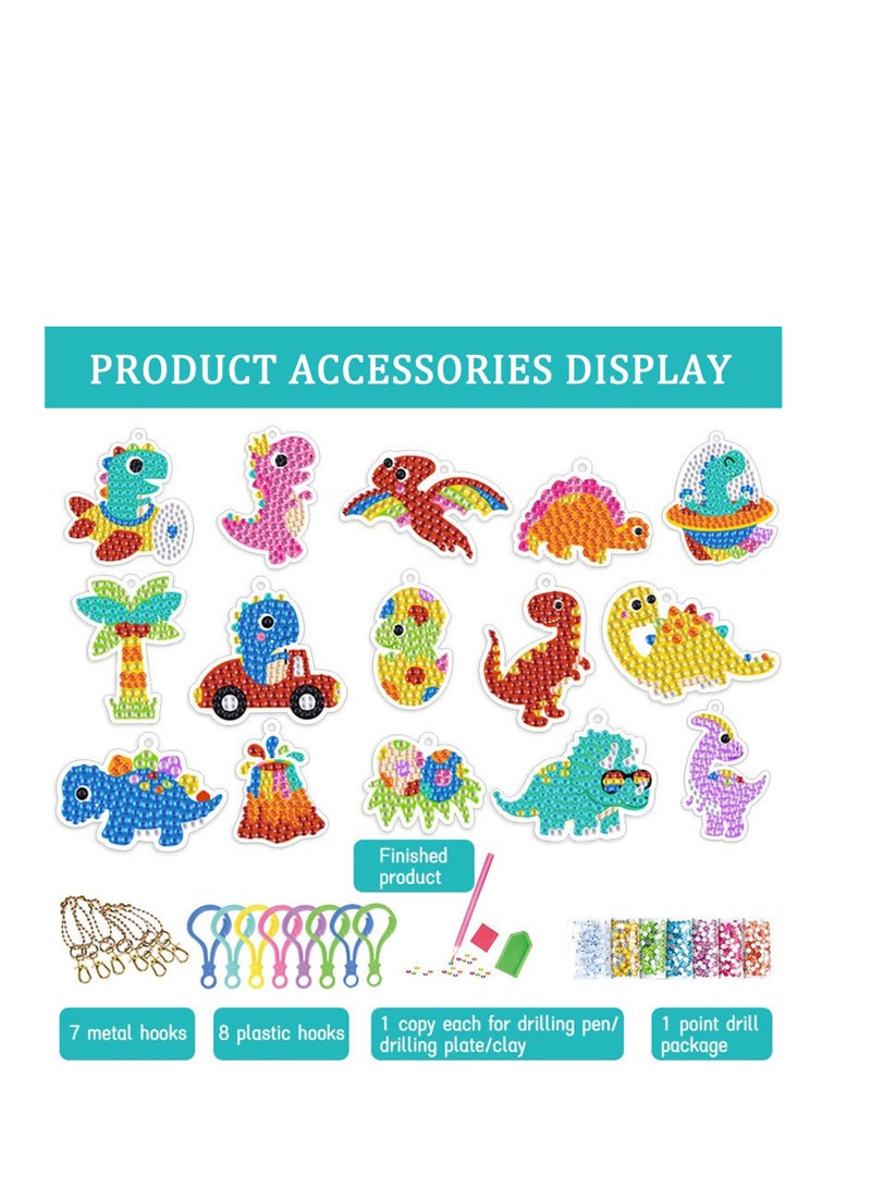 SYOSI 5D Diamond Painting Kits with Keychains, Arts and Crafts for Kids, Girls and Boys Ages 6-12, Gem Painting Kits, Make Your Own Gem Keychains Double Side by Number, Suitable Ages 3-5 4-6 6-8 10-12 - B - Image 3