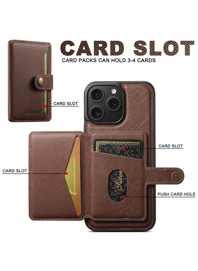 Suteni Case For iPhone 14 Plus H20 Cross-Grain MagSafe Horizontal Card Bag Back Phone Case - Image 4