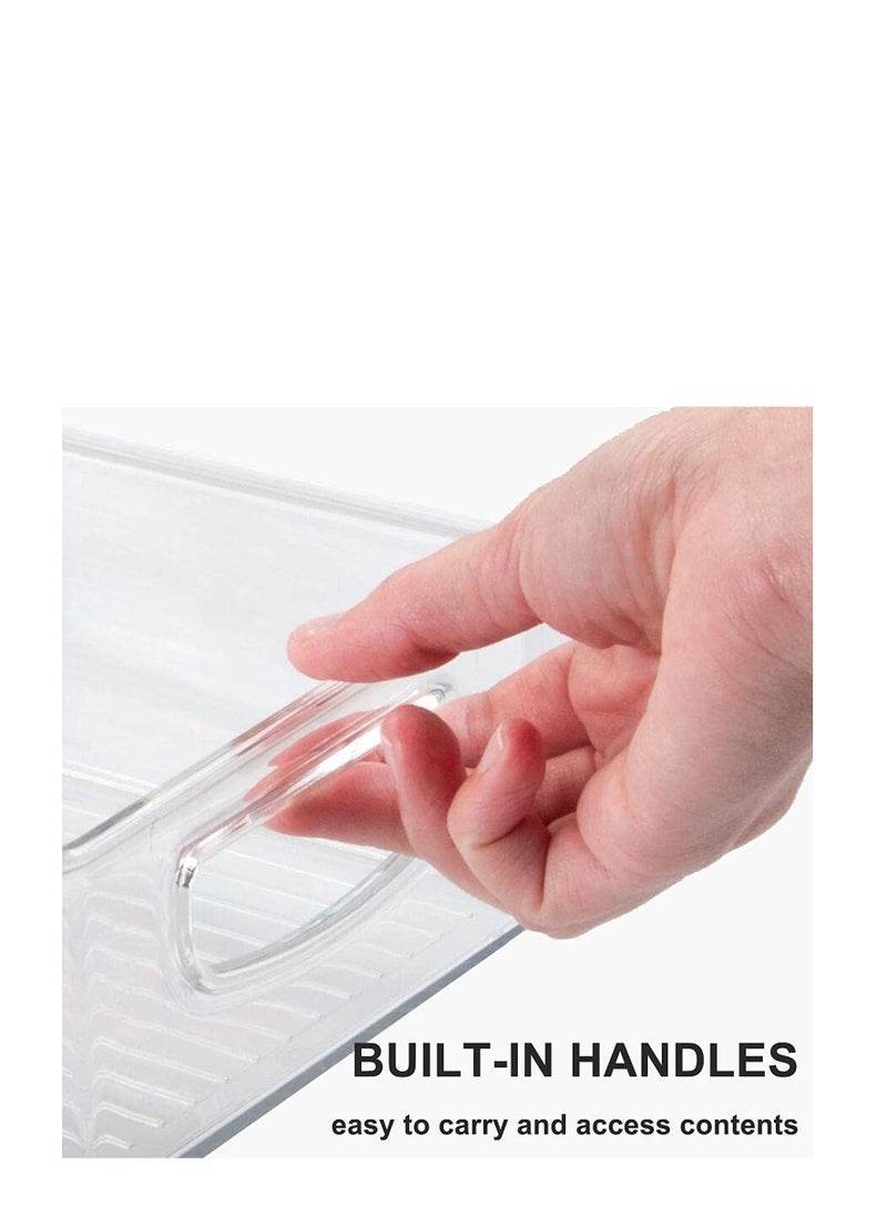 Generic - clear plastic refrigerator stackable storage container box with handle set of 4 pcs - Image 1