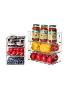 clear plastic refrigerator stackable storage container box with handle set of 4 pcs