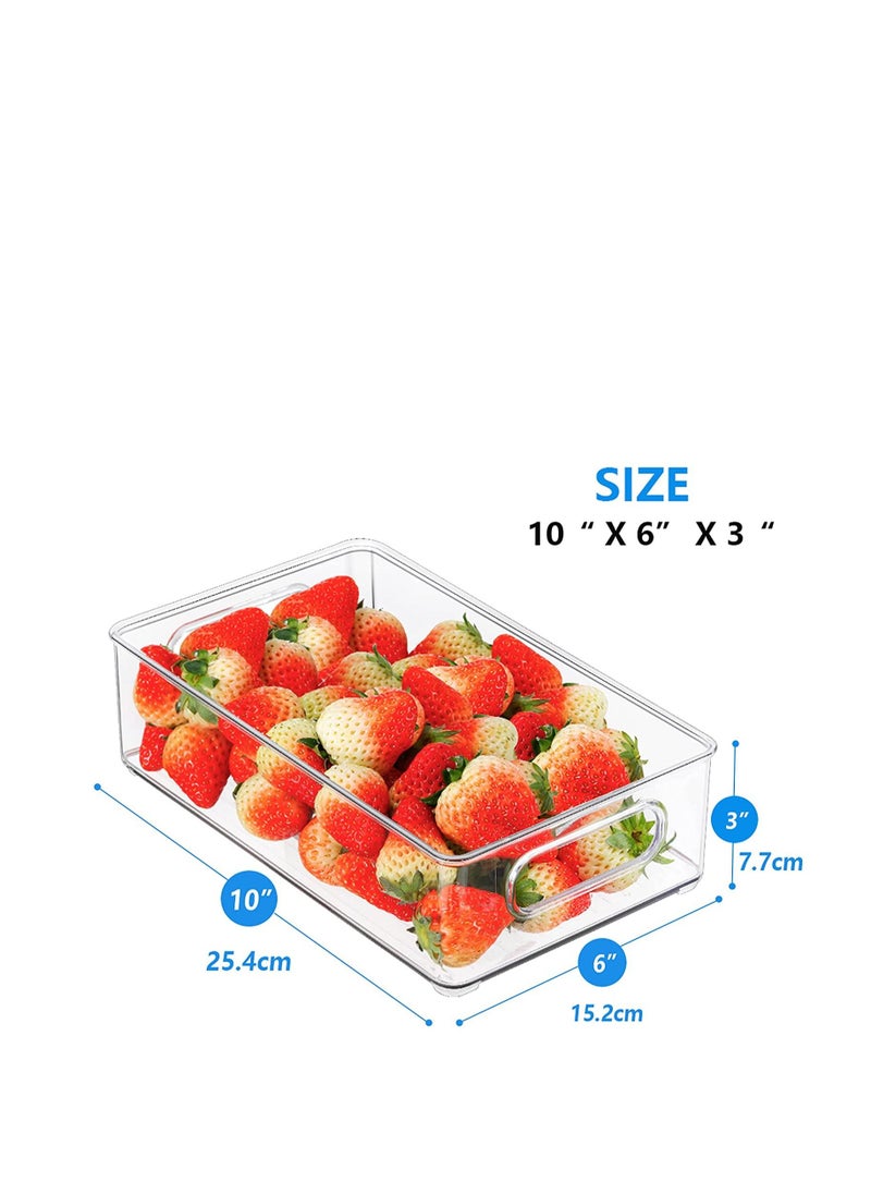 Generic - clear plastic refrigerator stackable storage container box with handle set of 4 pcs - Image 1