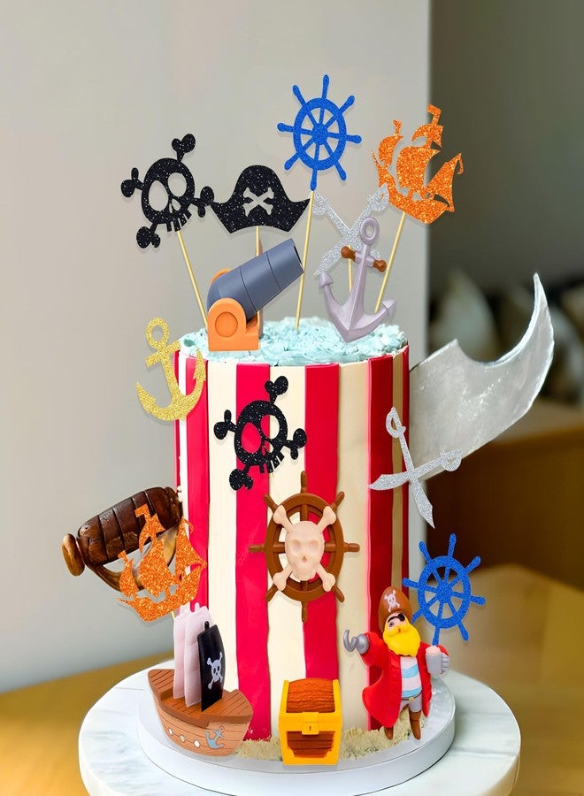 Roaring Good Time Pirate Birthday Cake Decoration Pirate Birthday Party Supplies Treasure Chest Cake Decoration Pirate Cupcake Picks Pirate Ship Cake Decoration Treasure Hunt Cake Decor - Image 3