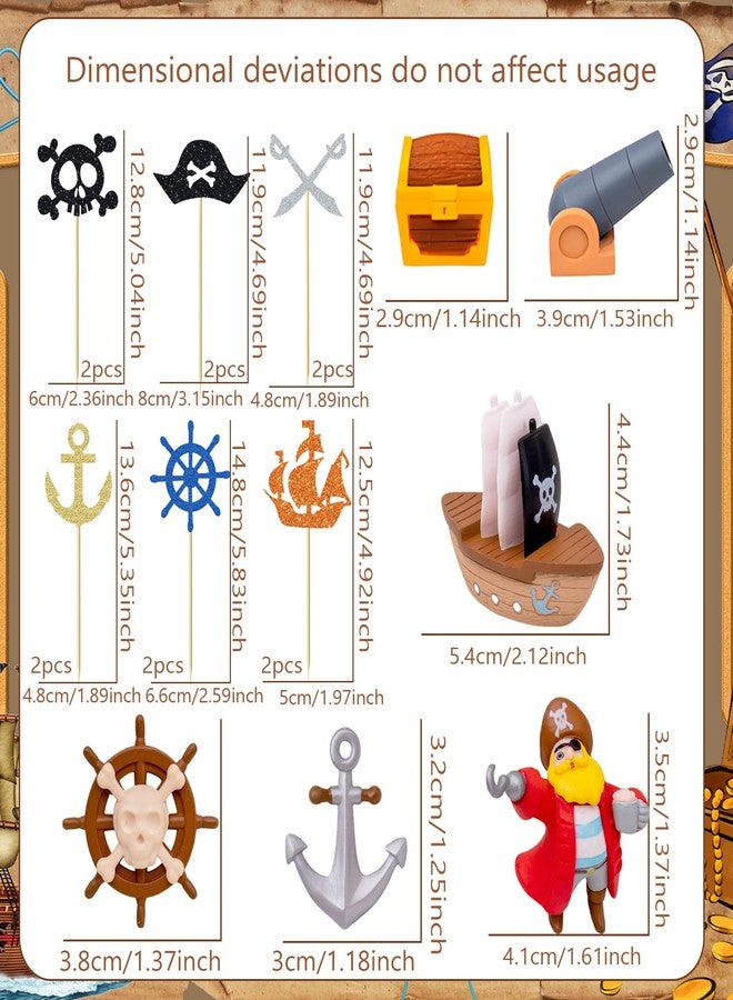 Roaring Good Time Pirate Birthday Cake Decoration Pirate Birthday Party Supplies Treasure Chest Cake Decoration Pirate Cupcake Picks Pirate Ship Cake Decoration Treasure Hunt Cake Decor - Image 2