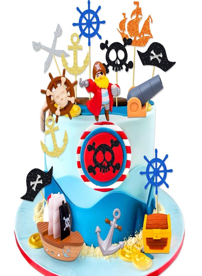 Roaring Good Time Pirate Birthday Cake Decoration Pirate Birthday Party Supplies Treasure Chest Cake Decoration Pirate Cupcake Picks Pirate Ship Cake Decoration Treasure Hunt Cake Decor - Image 1