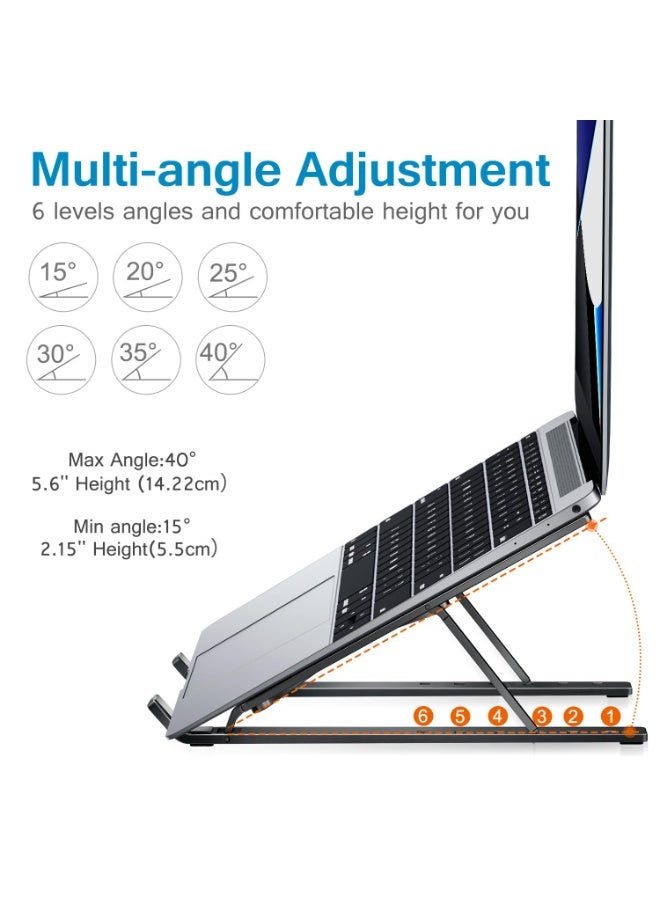 Laptop Stand, Laptop Stand Stand Stand, Tablet Stand, 6-Angle Adjustable Aluminum Ergonomic Foldable Portable Desktop Stand, Compatible With 10-15.6 Inches, Black  - Image 3