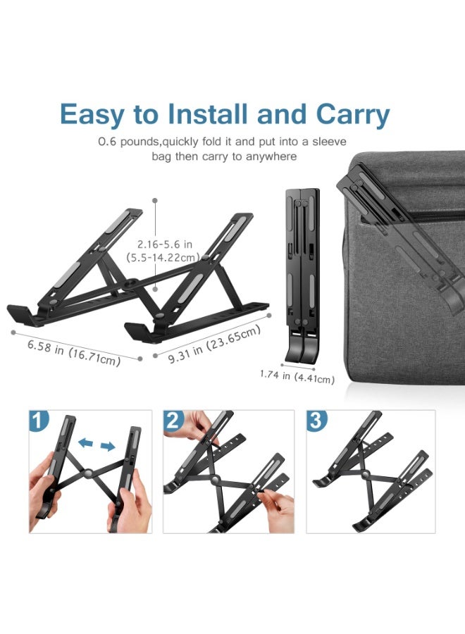 Laptop Stand, Laptop Stand Stand Stand, Tablet Stand, 6-Angle Adjustable Aluminum Ergonomic Foldable Portable Desktop Stand, Compatible With 10-15.6 Inches, Black  - Image 4