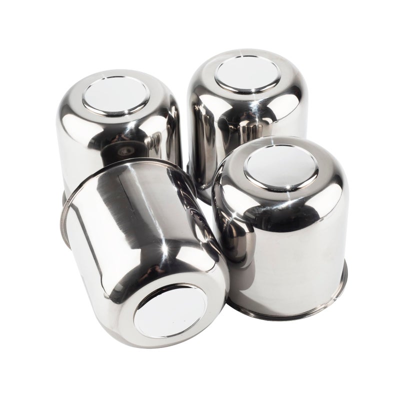 DewFlew 4Pcs 4.25" Push Through Wheel Center Caps Stainless Trailer Hub Cap for Truck SUV RV Wheel Rim (Fit 4.25" Bore 4.29" H Chrome) - Image 1