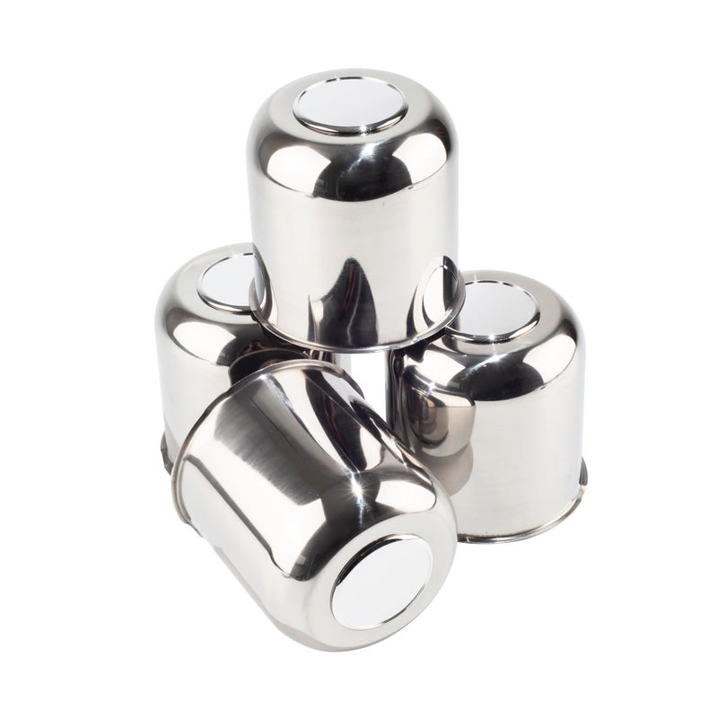 DewFlew 4Pcs 4.25" Push Through Wheel Center Caps Stainless Trailer Hub Cap for Truck SUV RV Wheel Rim (Fit 4.25" Bore 4.29" H Chrome) - Image 2