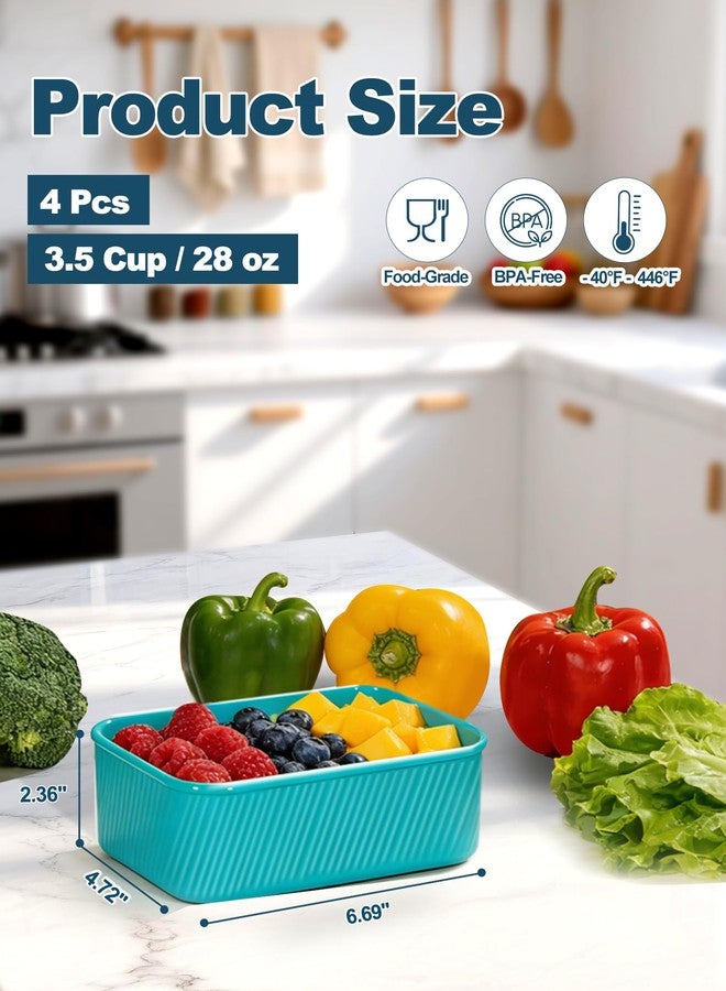 Duseu 4 PCS 3.5 Cup Silicone Freezer Trays with Lid, Durable Silicone Soup Freezer Molds for Meal Prep and Food Storage, Reusable Freezer Containers for Soups Sauces Stews Curries (Lake Blue) - Image 2