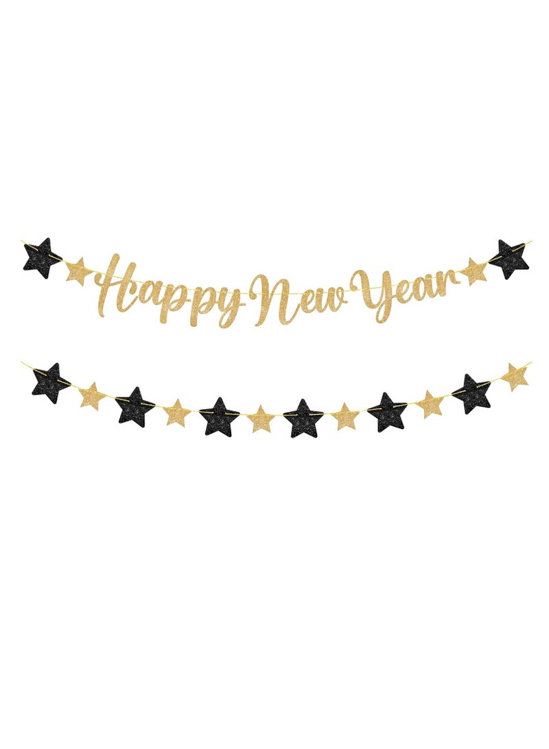 ذا بارتي بوبير لافتة رأس السنة الجديدة اللامعة بطول 7 أقدام من لوازم حفلات رأس السنة الجديدة - Image 1