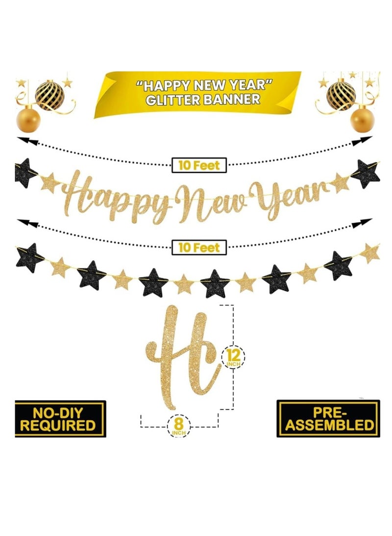 ذا بارتي بوبير لافتة رأس السنة الجديدة اللامعة بطول 7 أقدام من لوازم حفلات رأس السنة الجديدة - Image 2