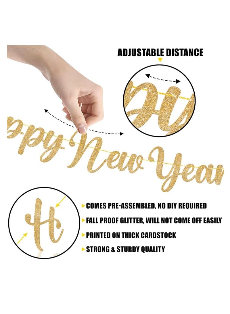 ذا بارتي بوبير لافتة رأس السنة الجديدة اللامعة بطول 7 أقدام من لوازم حفلات رأس السنة الجديدة - Image 3