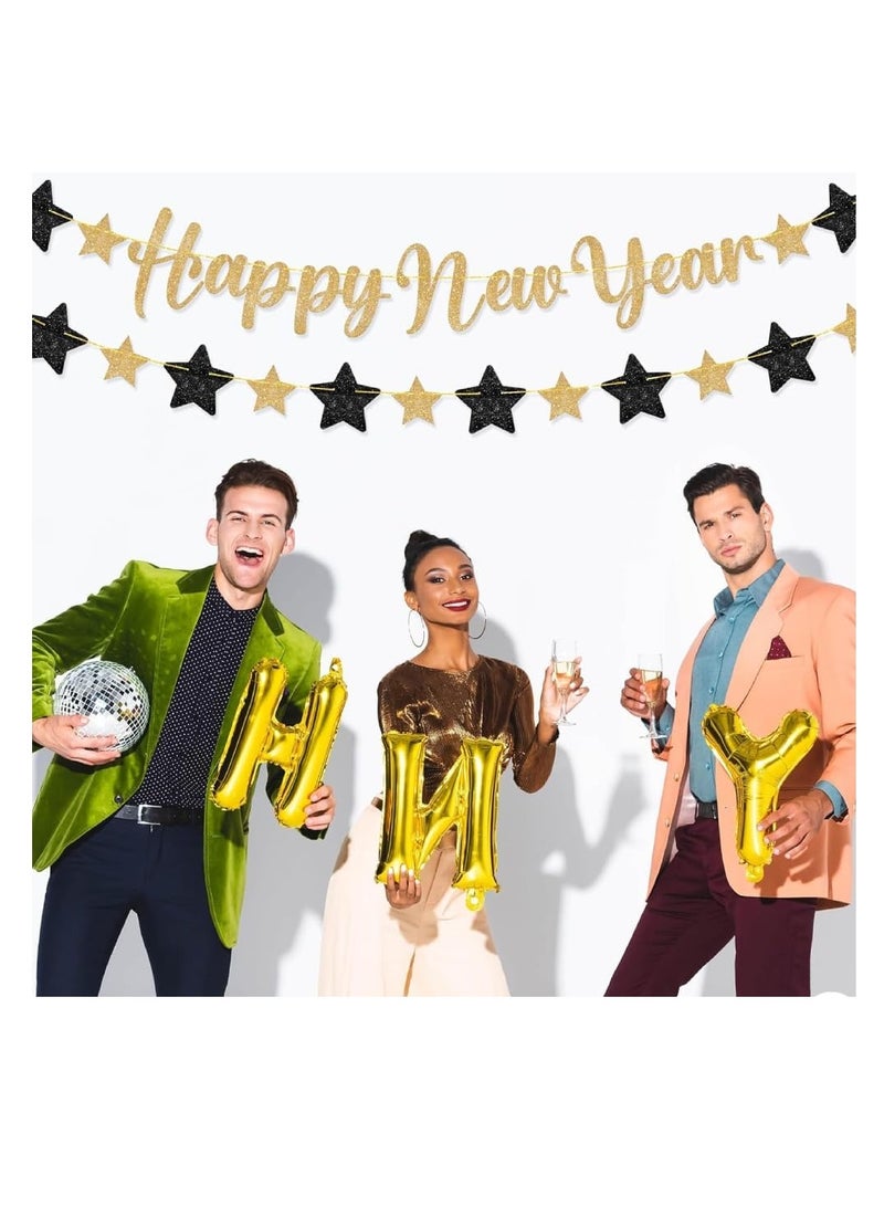 ذا بارتي بوبير لافتة رأس السنة الجديدة اللامعة بطول 7 أقدام من لوازم حفلات رأس السنة الجديدة - Image 4