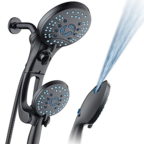 Hotel Spa AquaCare As-Seen-On-TV High Pressure Handheld/Rain 50-mode 3-way Shower Head Combo with Adjustable Arm - Anti-clog Nozzles, Tub & Pet Power Wash, 6 ft. Hose, Rubbed Bronze Finish - Image 1