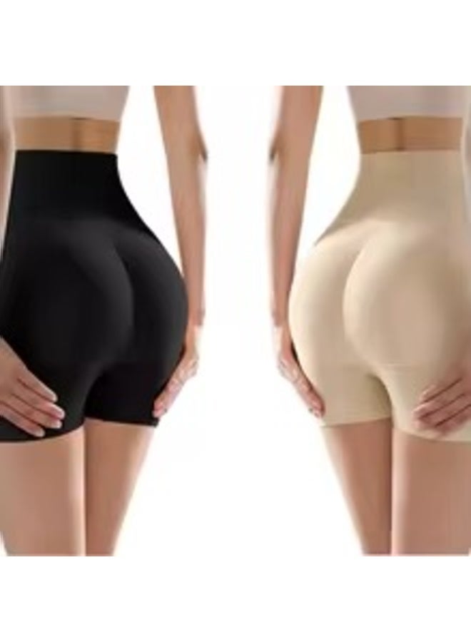 شورت لرفع المؤخرة مبطن لتشكيل الجسم بدون خياطة مع تحكم في البطن وحشوات أرداف ثابتة غير مرئية تحت الملابس لراحة يومية ومظهر منحني طبيعي الاسود والبيج - Image 5