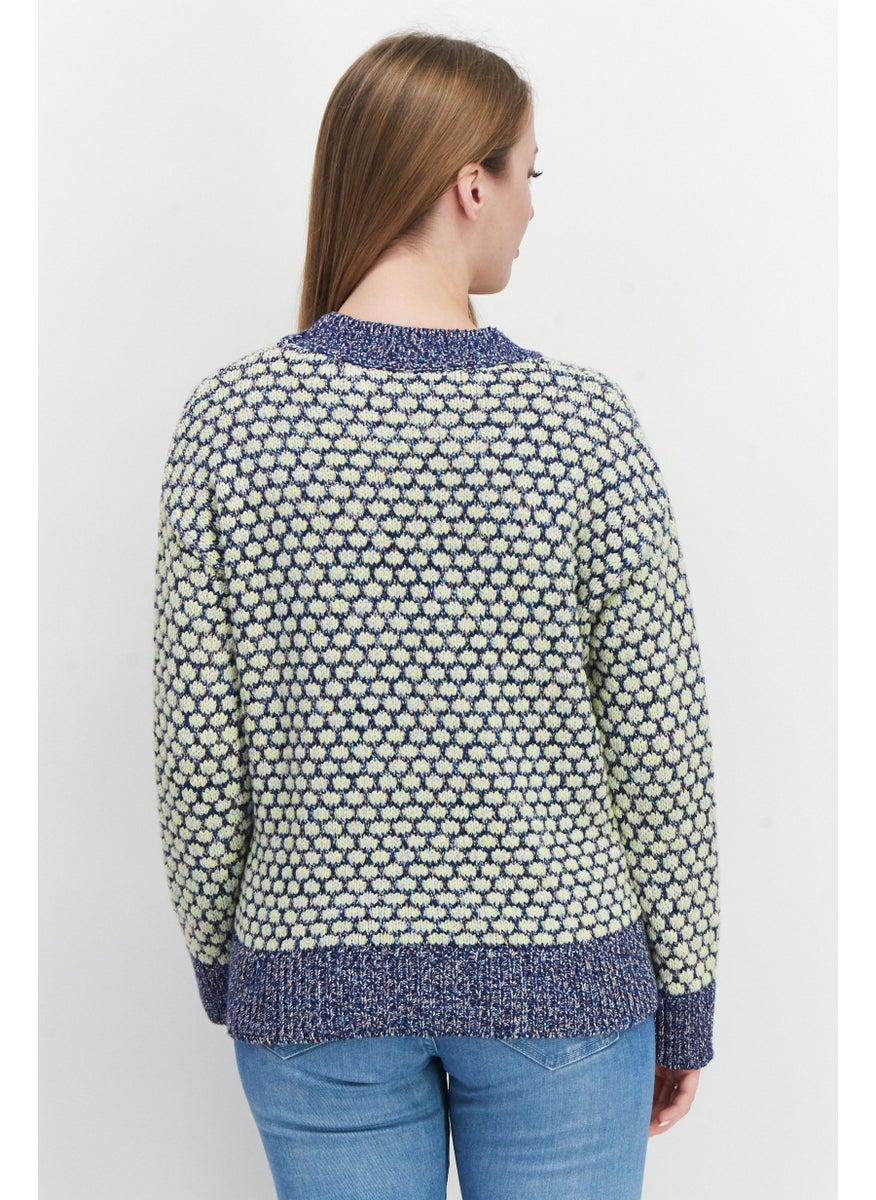 Pepe Jeans - Women Crew Neck Textured Sweater, Blue - Image 1