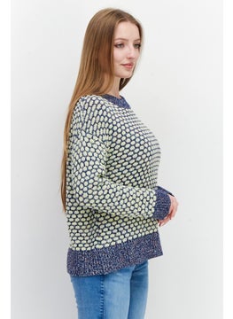 Pepe Jeans Women Crew Neck Textured Sweater, Blue  - Image 3