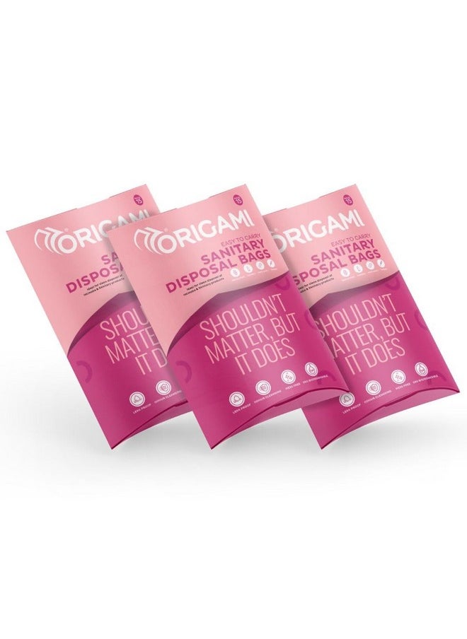 Origami - Leakproof Sanitary Disposal Bags Pack Of 3 (15 Bags Per Pack Total 45 Bags) For Sanitary Pads Baby Diapers Panty Liner Tampons Condoms - Image 1