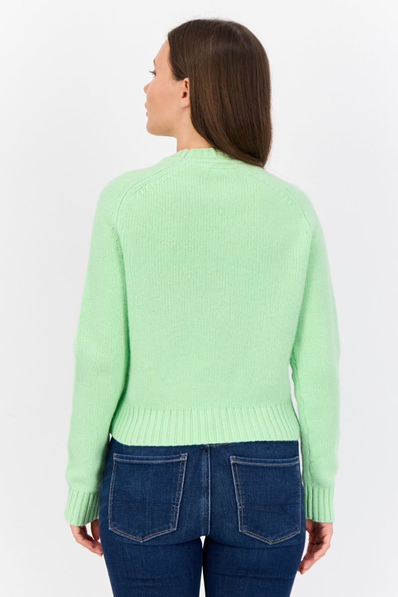 ESPRIT Women Crew Neck Knitted Sweater, Light Green - Image 4