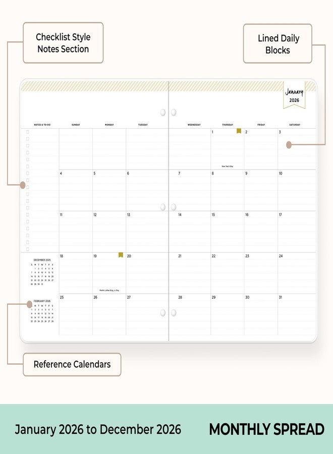 بلو سكاي مفكرة تخطيط شهرية من تصميم بلو سكاي داي لعام ٢٠٢٦، من يناير ٢٠٢٦ إلى ديسمبر ٢٠٢٦، مقاس ٨٫٥ × ١١ بوصة، غلاف شفاف مرن، تجليد بالدبابيس، لون نعناع الحديقة السرية - Image 3