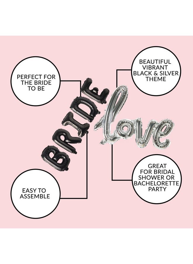 Bachelorettesy - 28Pc Bachelorette Party Decorations Kit For Bride To Be Bridal Shower Decorations Engagement Party Balloons Sash Foil Backdrop Curtain (Black) - Image 1