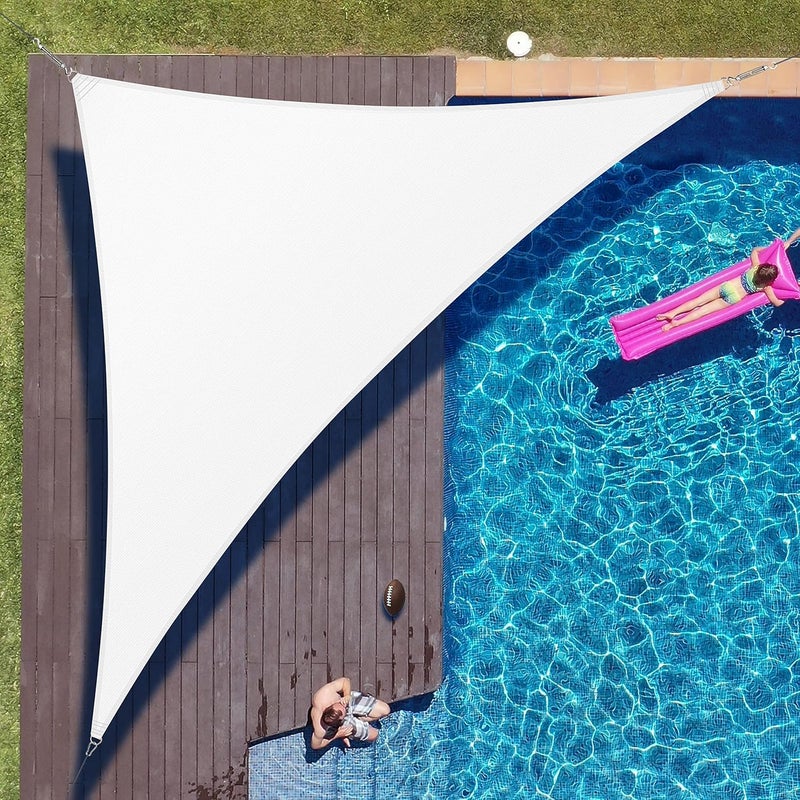 ColourTree 10' × 10' × 14' قماش مظلة شمسية بيضاء مثلثية الشكل TAPRT10، قابلة للاختراق بالماء ومقاومة للأشعة فوق البنفسجية، ثقيلة الوزن، مظلة للسيارات في الهواء الطلق - (نقوم بتخصيص الحجم) - Image 1