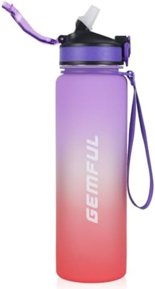 GEMFUL 1 Liter Water Bottle Plastic BPA Free Hourly Reminders for Office Work  School - Image 3