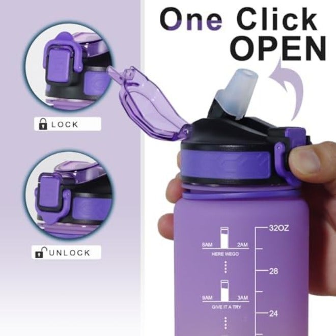 GEMFUL 1 Liter Water Bottle Plastic BPA Free Hourly Reminders for Office Work  School - Image 5