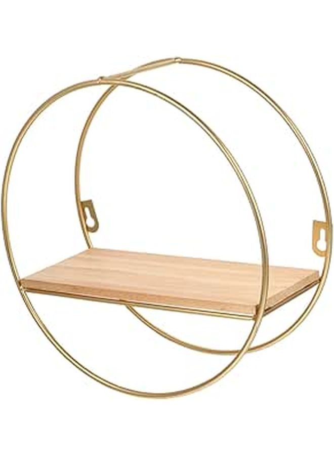 Geometric Floating Shelf Wall Storage Rack Wood and Iron for Living Room Office Decor - Image 1