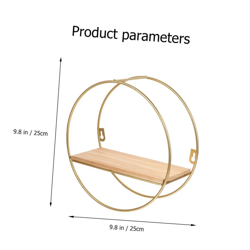 Geometric Floating Shelf Wall Storage Rack Wood and Iron for Living Room Office Decor - Image 4