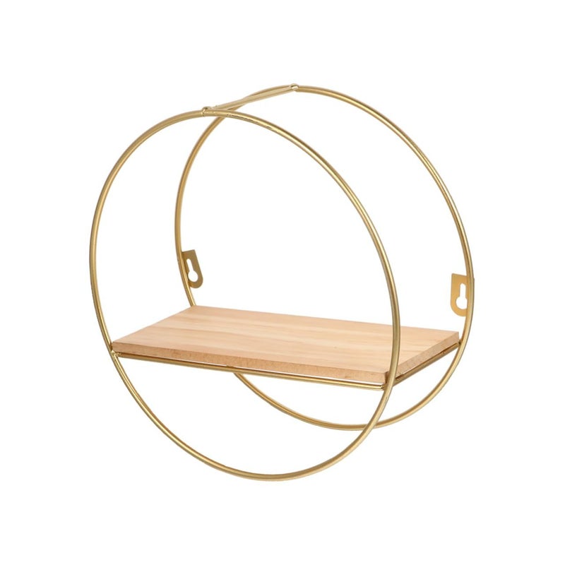 Geometric Floating Shelf Wall Storage Rack Wood and Iron for Living Room Office Decor - Image 2