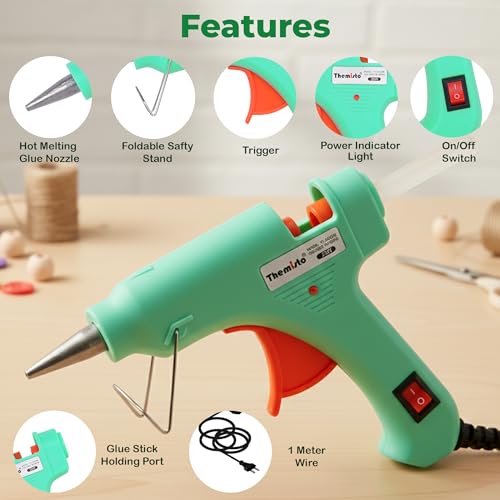 THEMISTO 20 Watt Mini Hot Melt Glue Gun with 10 Glue Sticks for DIY Art and Crafts… - Image 2