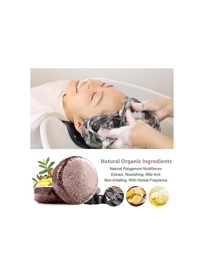 Generic - 2 PCS Refress Organic Hair Darkening Shampoo Bar, Harishow Hair Shampoo Soap for Gray Hair, Hira Shouwu Darkening Shampoo Bar, Grey Hair Removal Soap Damaged Hair Unisex, Promotes Hair Growth - Image 1