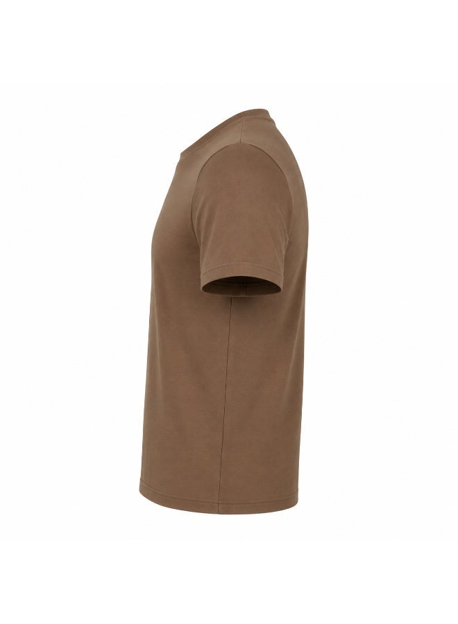 تي شيرت رجالي بني برقبة دائرية بطبعة رسومية وأكمام قصيرة، 100% قطن - Image 3