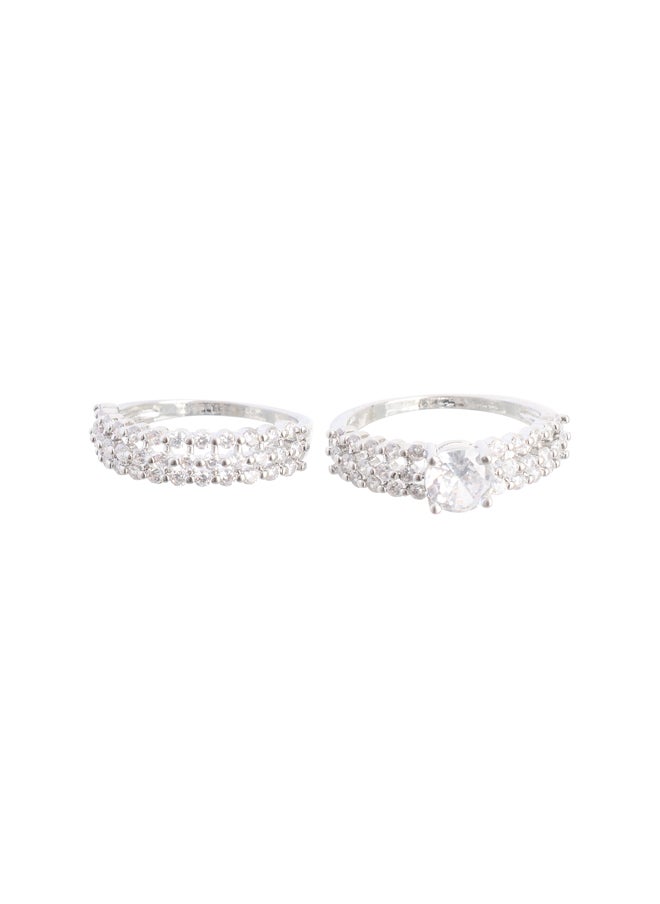 Akher el Ankoud - Zircon Stone Twins Ring Size 16 - Image 1