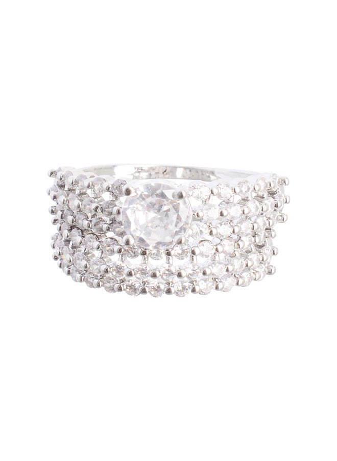 Akher el Ankoud - Zircon Stone Twins Ring Size 16 - Image 1