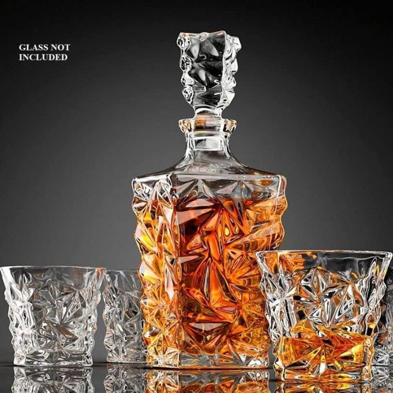 Jet Roy Jet Roy European Diamond Crystal Clear Glass Decanter 1 Pcs - Perfect for Whiskey, Scotch, Wine, Vodka, Tequila, Rum etc (2)  - Image 4