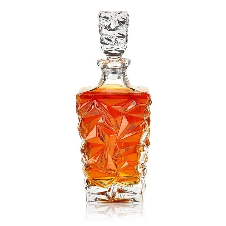 Jet Roy Jet Roy European Diamond Crystal Clear Glass Decanter 1 Pcs - Perfect for Whiskey, Scotch, Wine, Vodka, Tequila, Rum etc (2)  - Image 1