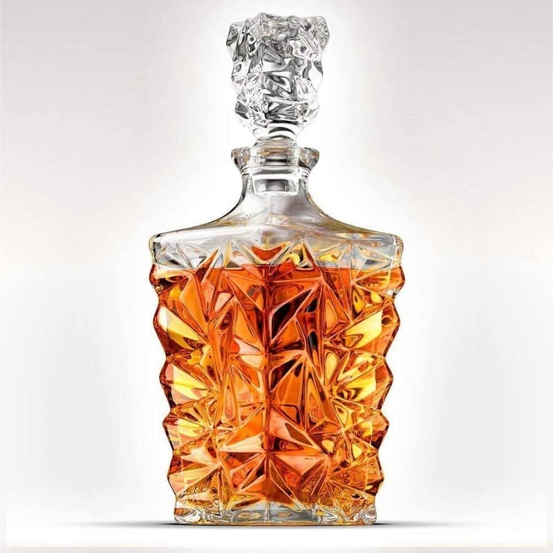 Jet Roy Jet Roy European Diamond Crystal Clear Glass Decanter 1 Pcs - Perfect for Whiskey, Scotch, Wine, Vodka, Tequila, Rum etc (2)  - Image 2