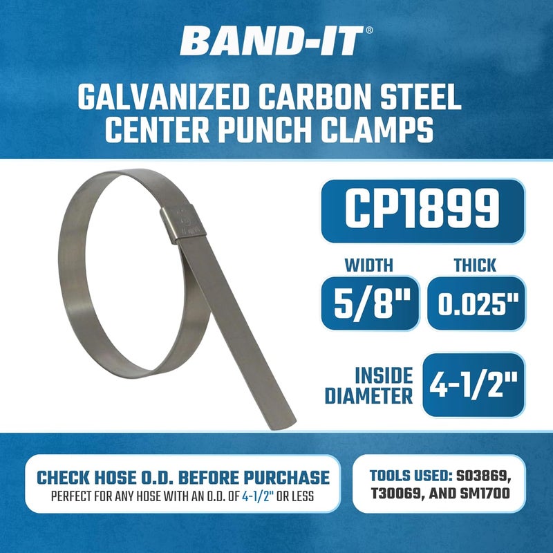 Bandit CP1899 5/8" Wide x 0.025" Thick 4-1/2" Diameter, Galvanized Carbon Steel Center Punch Clamp (25 Per Box) - Image 2